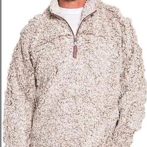 True Grit Men's Beige Zip-Up Sherpa Sweater M